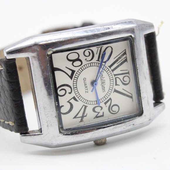 Kendall & James Watch Mens Silver Tone Stainless Steel Classic Square White Dial - Picture 6 of 8